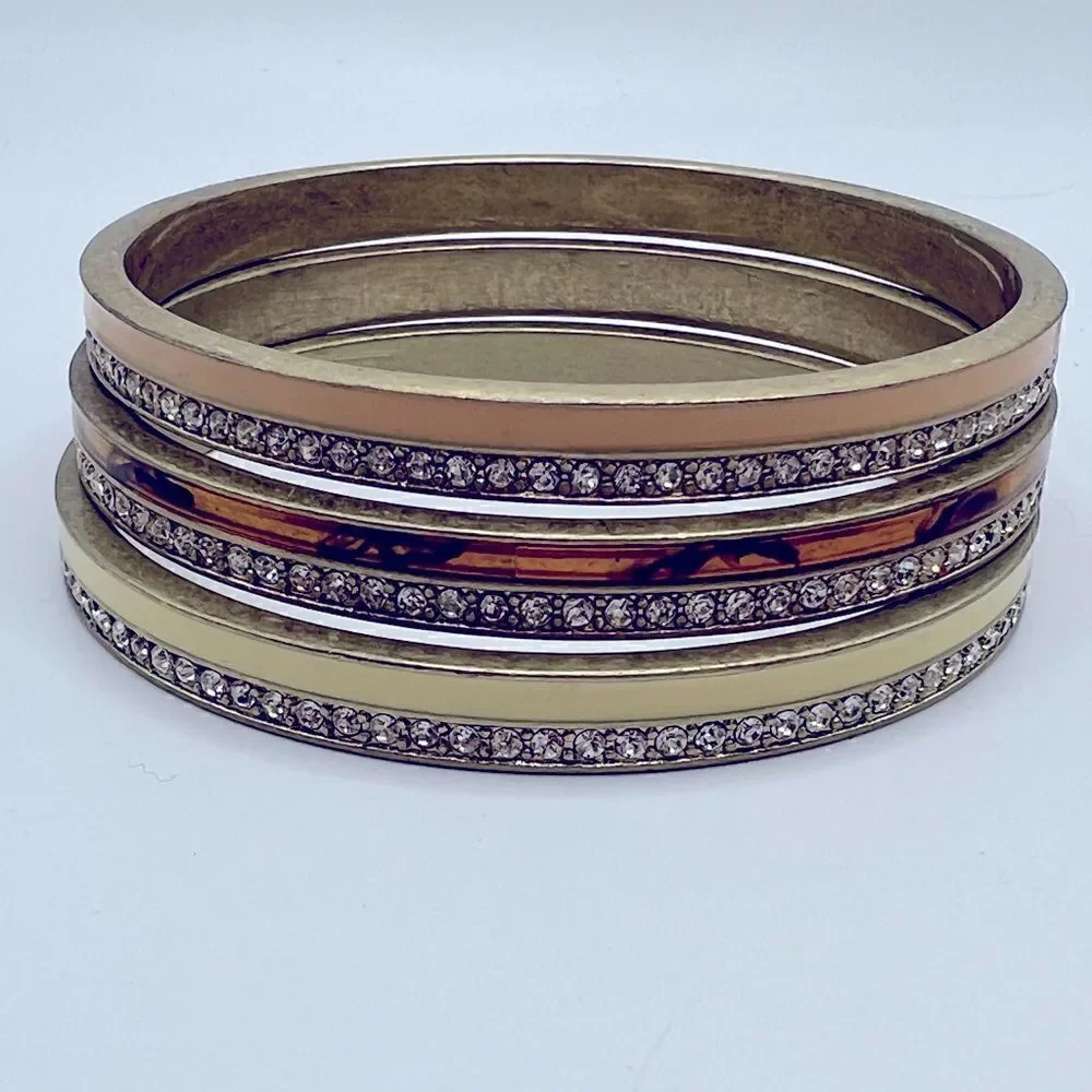 *3/$20* Set of 3 Lia Sophia gold tone enamel and rhinestone bangle bracelets